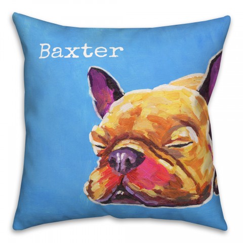 Sleeping Frenchie 18x18 Personalized Spun Poly Pillow