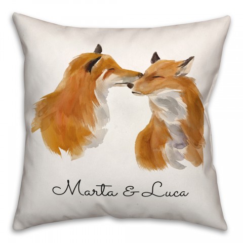 Watercolor Foxes 18x18 Personalized Spun Poly Pillow
