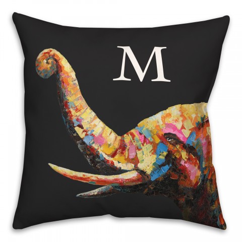 Colorful Elephant 18x18 Personalized Spun Poly Pillow