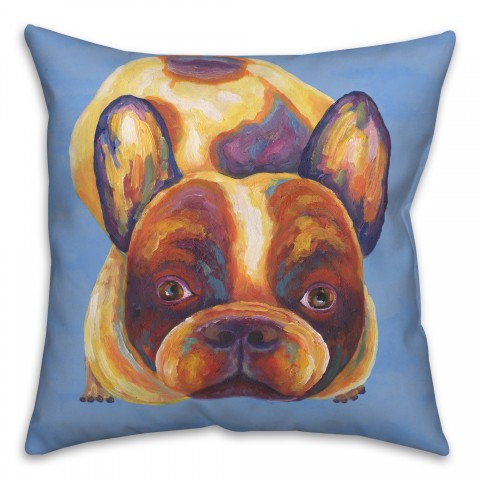 Colorful Frenchie 18x18 Spun Poly Pillow