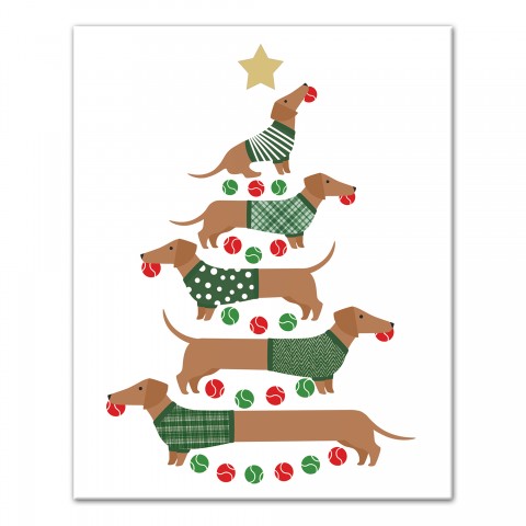 Christmas Tree Weenies 8x10 Canvas Wall Art
