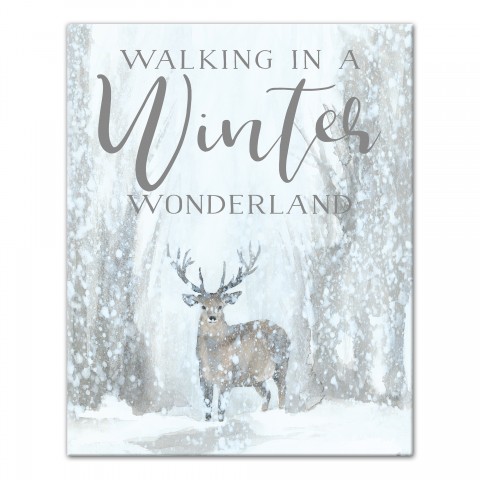Deer Winter Wonderland 16x20 Canvas Wall Art
