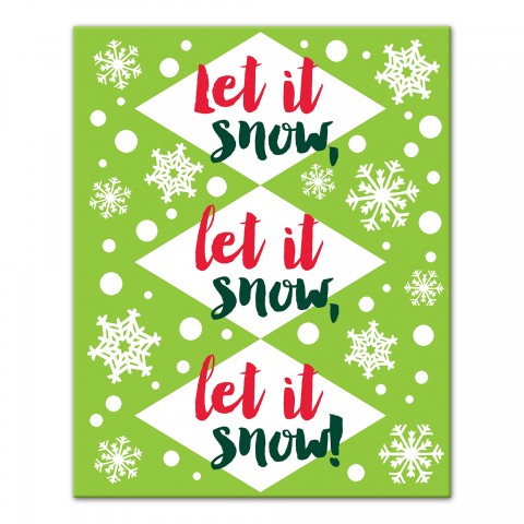 Let it Snow Lime Green 8x10 Canvas Wall Art