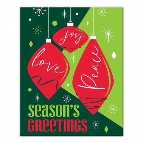Seasons Greetings Ornaments 8x10 Canvas Wall Art