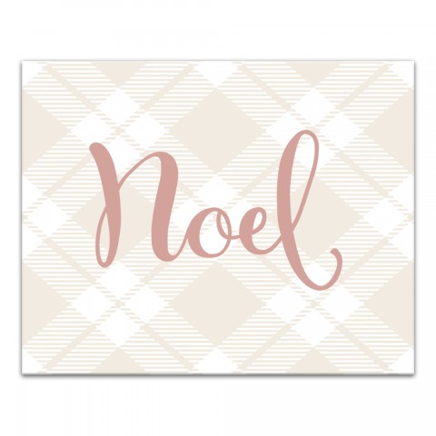 Blush Noel on Champagne Plaid 10x8 Canvas Wall Art
