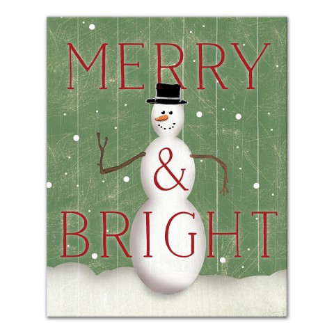 Merry & Bright Snowman 8x10 Canvas Wall Art