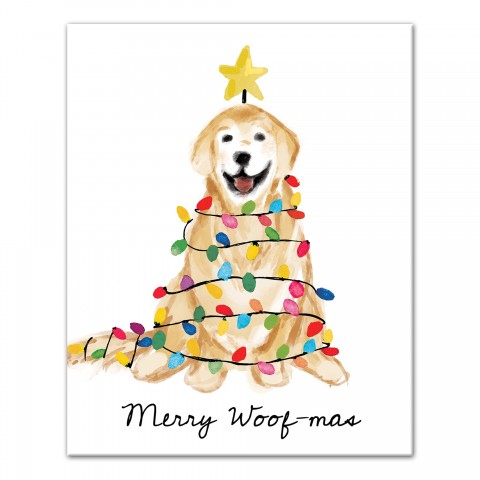 Golden Christmas Tree 8x10 Canvas Wall Art