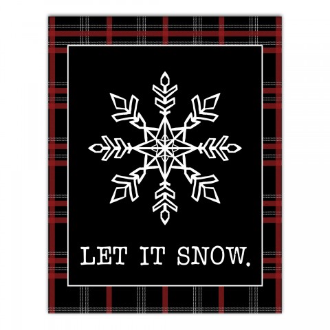 Let it Snow Farmhouse Plaid 11x14 Canvas Wall Art