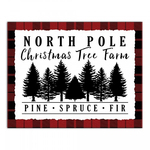 North Pole Christmas Tree Farm 14x11 Canvas Wall Art