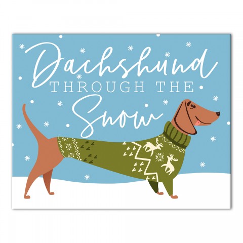 Dachshund Through the Snow 10x8 Canvas Wall Art