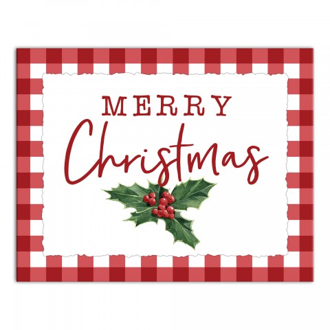 Merry Christmas Poinsetta 14x11 Canvas Wall Art