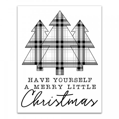 Have yourself a merry little Christmas Farmhouse Plaid Trees 11x14 Canvas Wall Art