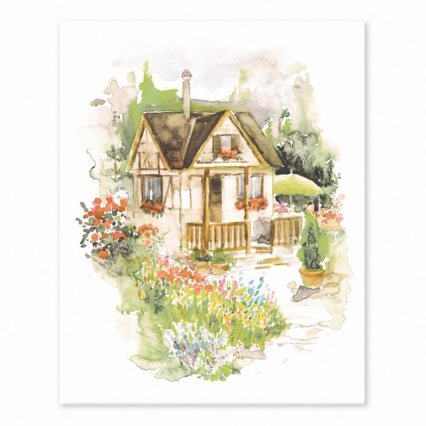 Watercolor Cottage 8x10 Tabletop Canvas