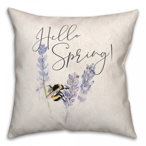 Hello Spring Bee 18x18 Spun Poly Pillow