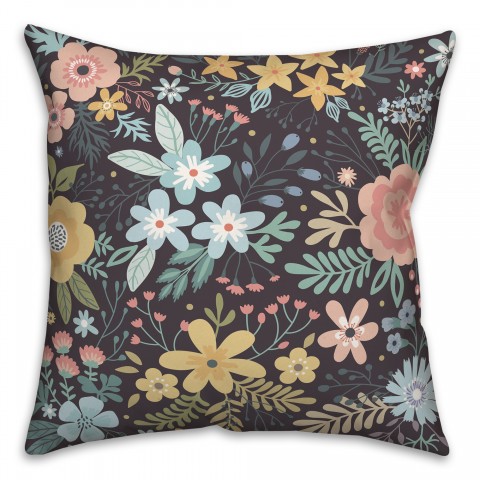 Bright Floral Pattern 18x18 Spun Poly Pillow