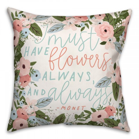 Must Have Flowers 18x18 Spun Poly Pillow
