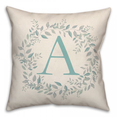 Monogram Wreath 18x18 Personalized Spun Poly Pillow