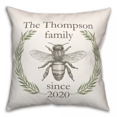 Laurel Bee Family 18x18 Personalized Spun Poly Pillow