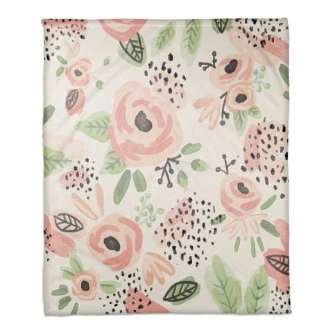 Blush Flowers 50x60 Coral Fleece Blanket