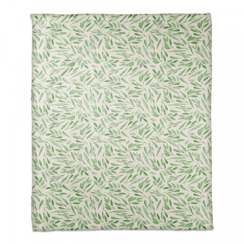 Green Leaf Pattern 50x60 Coral Fleece Blanket