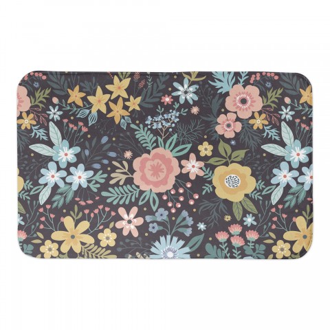 Bright Floral Pattern 34x21 Bath Mat