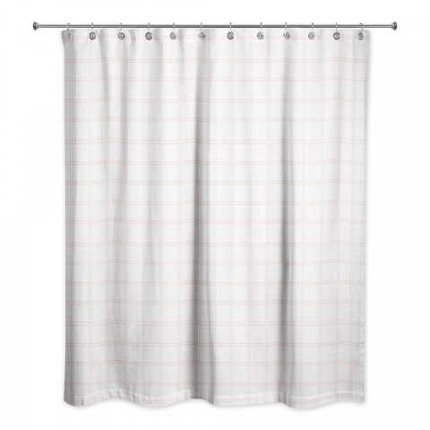 Pink Grid Pattern 71x74 Shower Curtain