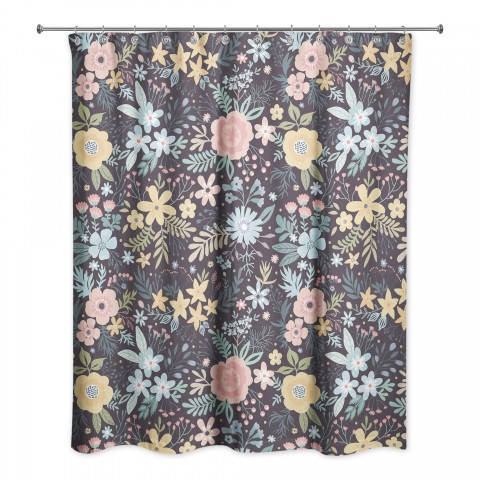 Bright Floral Pattern 71x74 Shower Curtain