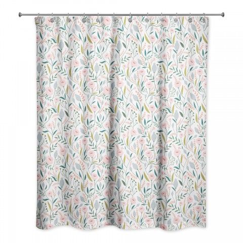 Pastel Floral Pattern 71x74 Shower Curtain
