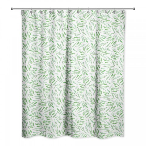 Green Leaf Pattern 71x74 Shower Curtain