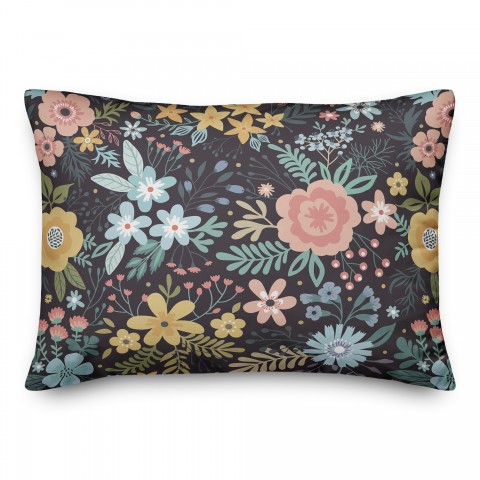 Bright Floral Pattern 14x20 Spun Poly Pillow