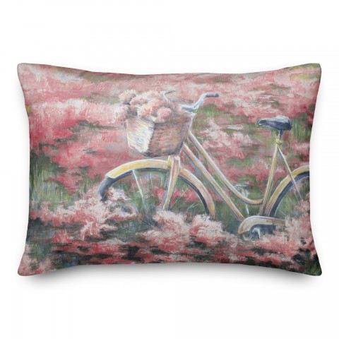 Bike in Flower Field 14x20 Spun Poly Pillow
