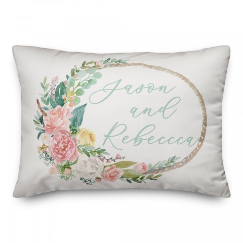 Spring Wreath 14x20 Personalized Spun Poly Pillow