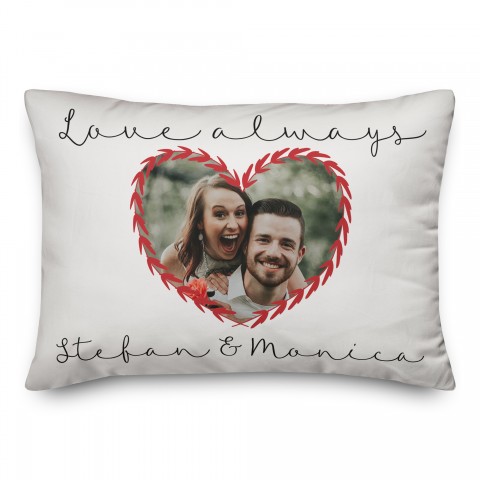 Love Always Heart 14x20 Personalized Spun Poly Pillow