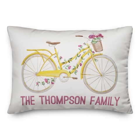 Flower Bike 14x20 Personalized Spun Poly Pillow