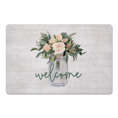 Welcome Jar of Flowers 27x18 Floor Mat
