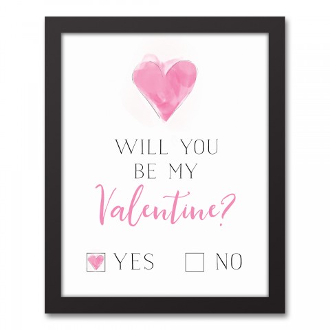 Valentine Check Yes or No 11x14 Black Framed Canvas