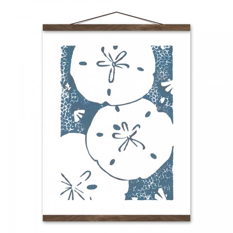 Sand Dollars 20x16 Teak Hanging Canvas