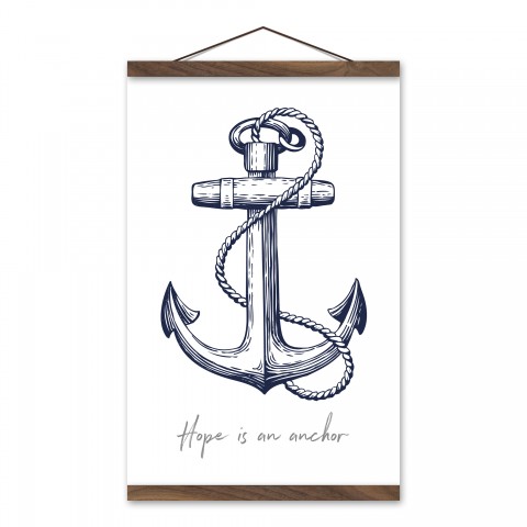 Hope Anchor 12x18 Teak Hanging Canvas