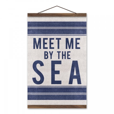 Meet Me by the Sea 12x18 Teak Hanging Canvas