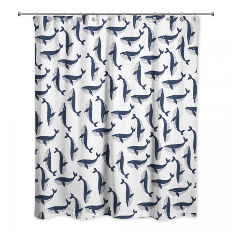 Whale Pattern 71x74 Shower Curtain