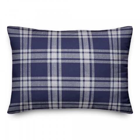 Navy Plaid 14x20 Indoor / Outdoor Pillow