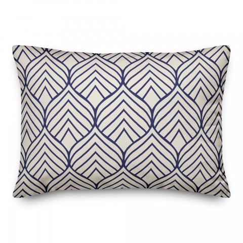 Navy Geo Leaf Pattern 14x20 Indoor / Outdoor Pillow