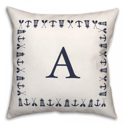 Nautical Monogram - A 18x18 Indoor / Outdoor Pillow