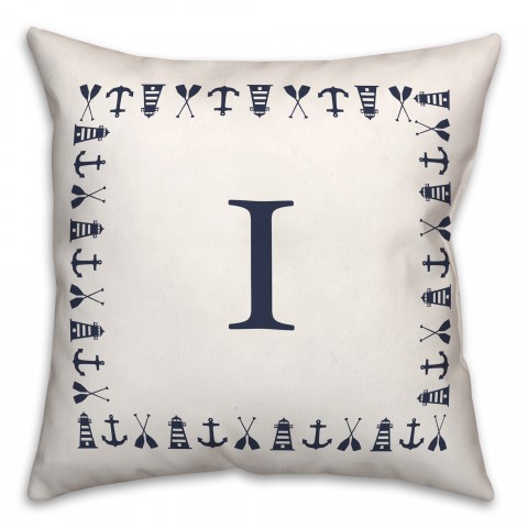 Nautical Monogram - I 18x18 Indoor / Outdoor Pillow