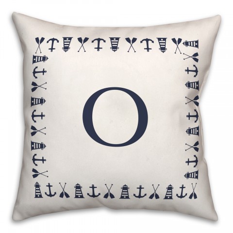 Nautical Monogram - O 18x18 Indoor / Outdoor Pillow