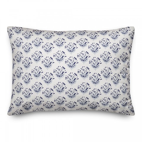 Blue Floral Pattern 14x20 Indoor / Outdoor Pillow