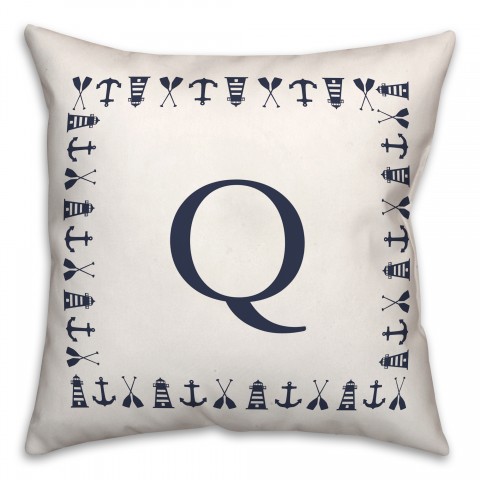 Nautical Monogram - Q 18x18 Indoor / Outdoor Pillow