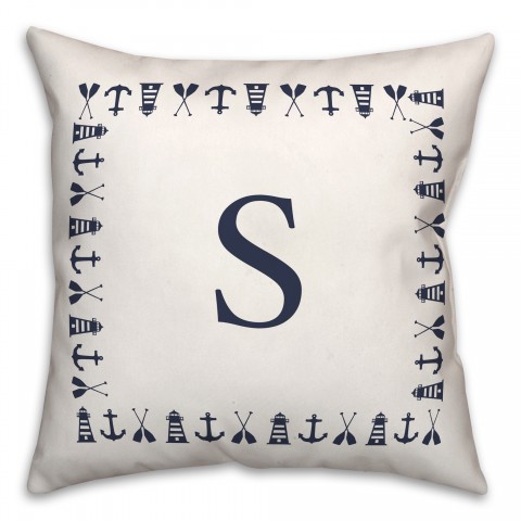 Nautical Monogram - S 18x18 Indoor / Outdoor Pillow