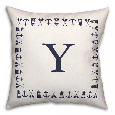 Nautical Monogram - Y 18x18 Indoor / Outdoor Pillow