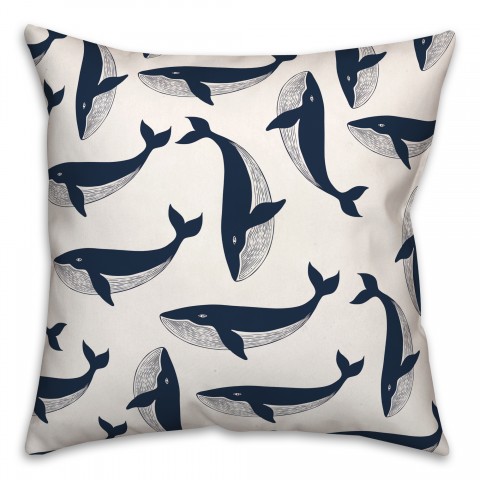 Whale Pattern 18x18 Indoor / Outdoor Pillow